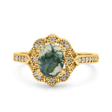 Halo Ballerina Style Oval Natural Stone