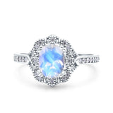 Halo Ballerina Style Oval Natural Stone