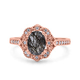 Halo Ballerina Style Oval Natural Stone