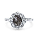 Halo Ballerina Style Oval Natural Stone