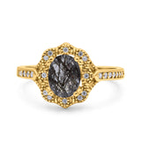 Halo Ballerina Style Oval Natural Stone