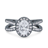 Halo Split Shank Oval Natural Stone