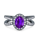 Halo Split Shank Oval Natural Stone