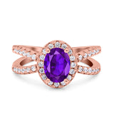 Halo Split Shank Oval Natural Stone