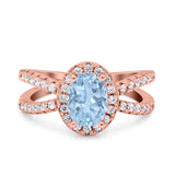 Halo Split Shank Oval Natural Stone