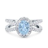 Halo Split Shank Oval Natural Stone