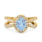 Halo Split Shank Oval Natural Stone