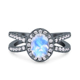 Halo Split Shank Oval Natural Stone