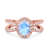 Halo Split Shank Oval Natural Stone