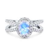 Halo Split Shank Oval Natural Stone