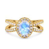 Halo Split Shank Oval Natural Stone