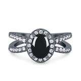 Halo Split Shank Oval Natural Stone