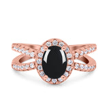 Halo Split Shank Oval Natural Stone