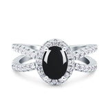 Halo Split Shank Oval Natural Stone