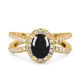 Halo Split Shank Oval Natural Stone