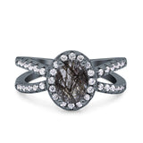 Halo Split Shank Oval Natural Stone