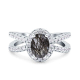 Halo Split Shank Oval Natural Stone