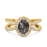 Halo Split Shank Oval Natural Stone