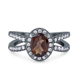 Halo Split Shank Oval Natural Stone