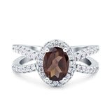 Halo Split Shank Oval Natural Stone