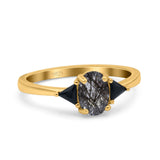 Three Stone Oval Natural Stone Trio Ring