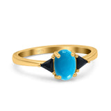 Three Stone Oval Natural Stone Trio Ring