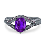 Two Tone Oval Natural Stone Ring