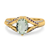 Two Tone Oval Natural Stone Ring