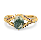 Two Tone Oval Natural Stone Ring
