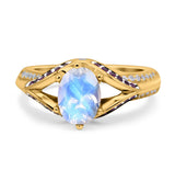 Two Tone Oval Natural Stone Ring