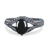 Two Tone Oval Natural Stone Ring