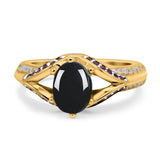 Two Tone Oval Natural Stone Ring