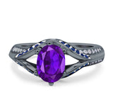 Two Tone Oval Natural Stone Ring