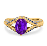 Two Tone Oval Natural Stone Ring