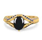 Two Tone Oval Natural Stone Ring