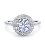 Art Deco Round Moissanite Cluster CZ Ring 925 Sterling Silver