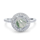 Art Deco Round Natural Stone Ring