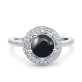 Art Deco Round Natural Stone Ring