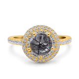 Art Deco Round Natural Stone Ring