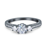 Three Stone Round Natural Stone Ring