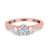 Three Stone Round Natural Stone Ring