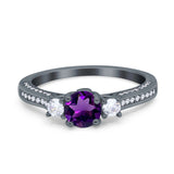 Three Stone Round Natural Stone Ring