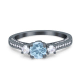 Three Stone Round Natural Stone Ring