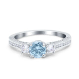 Three Stone Round Natural Stone Ring