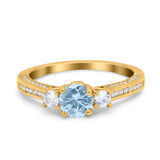 Three Stone Round Natural Stone Ring