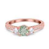 Three Stone Round Natural Stone Ring