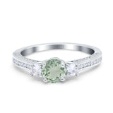 Three Stone Round Natural Stone Ring