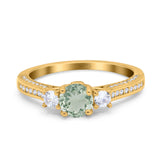 Three Stone Round Natural Stone Ring