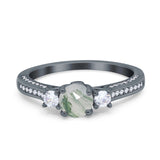 Three Stone Round Natural Stone Ring