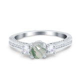 Three Stone Round Natural Stone Ring
